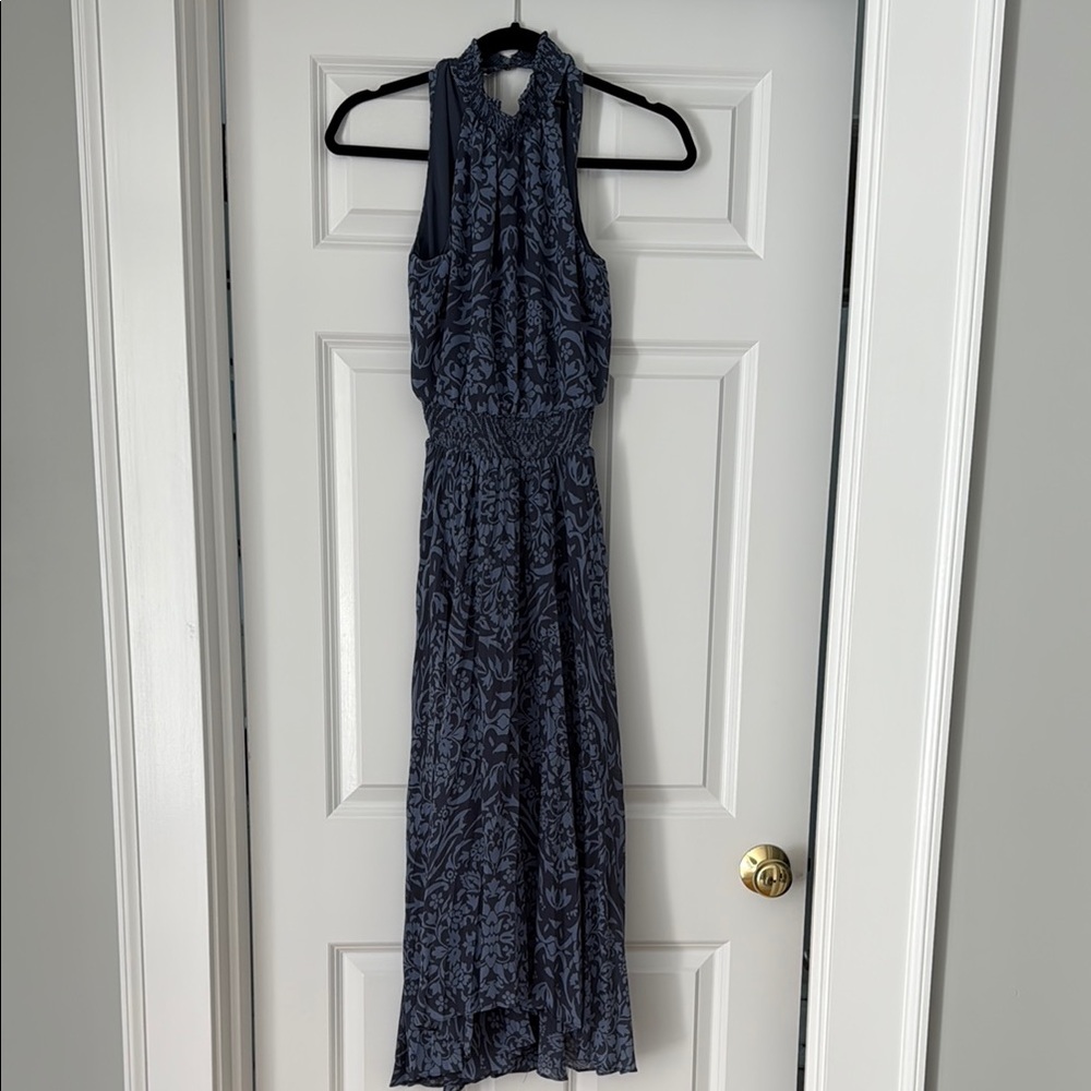 White House Black Market Blue Patterned Maxi Women's Dress